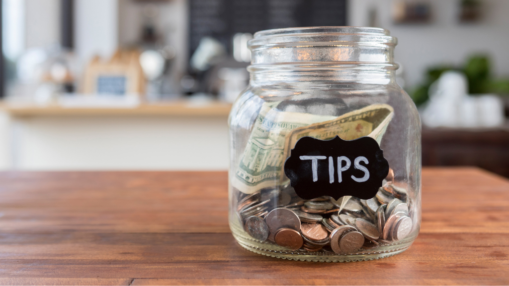 Tip jar on counter top